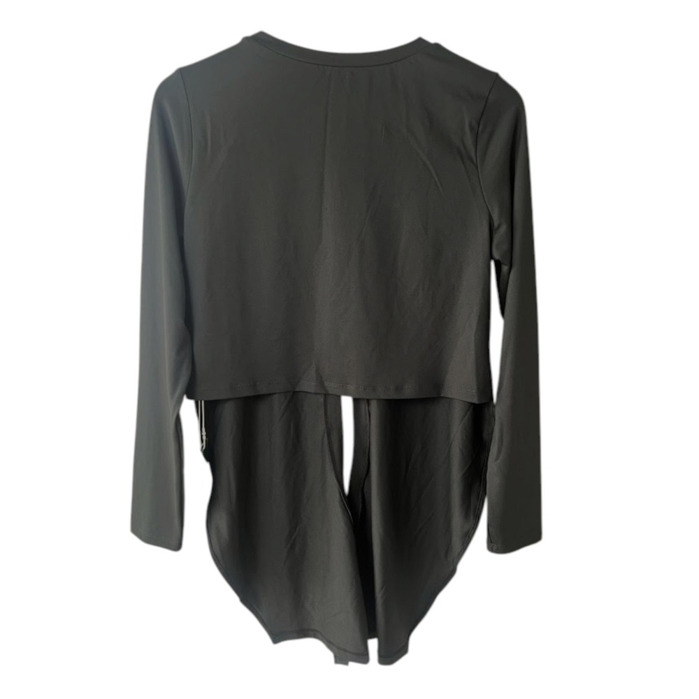 Halara Womens‎ L Black Long Sleeve Split Back Button Closure Athleisure Top NWT